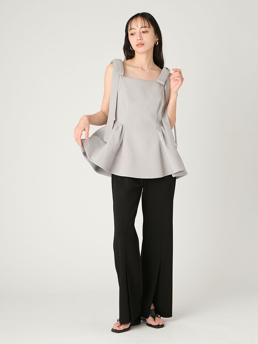 FRAY I.D「【WEB限定】リボンペプラムトップス／ウォッシャブル」|シャツ・ブラウス|