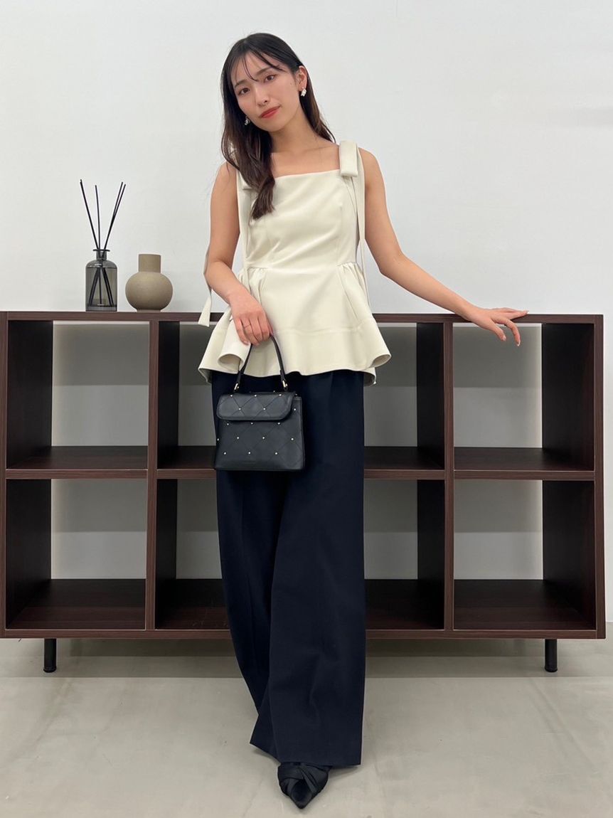 FRAY I.D「【WEB限定】リボンペプラムトップス／ウォッシャブル」|シャツ・ブラウス|