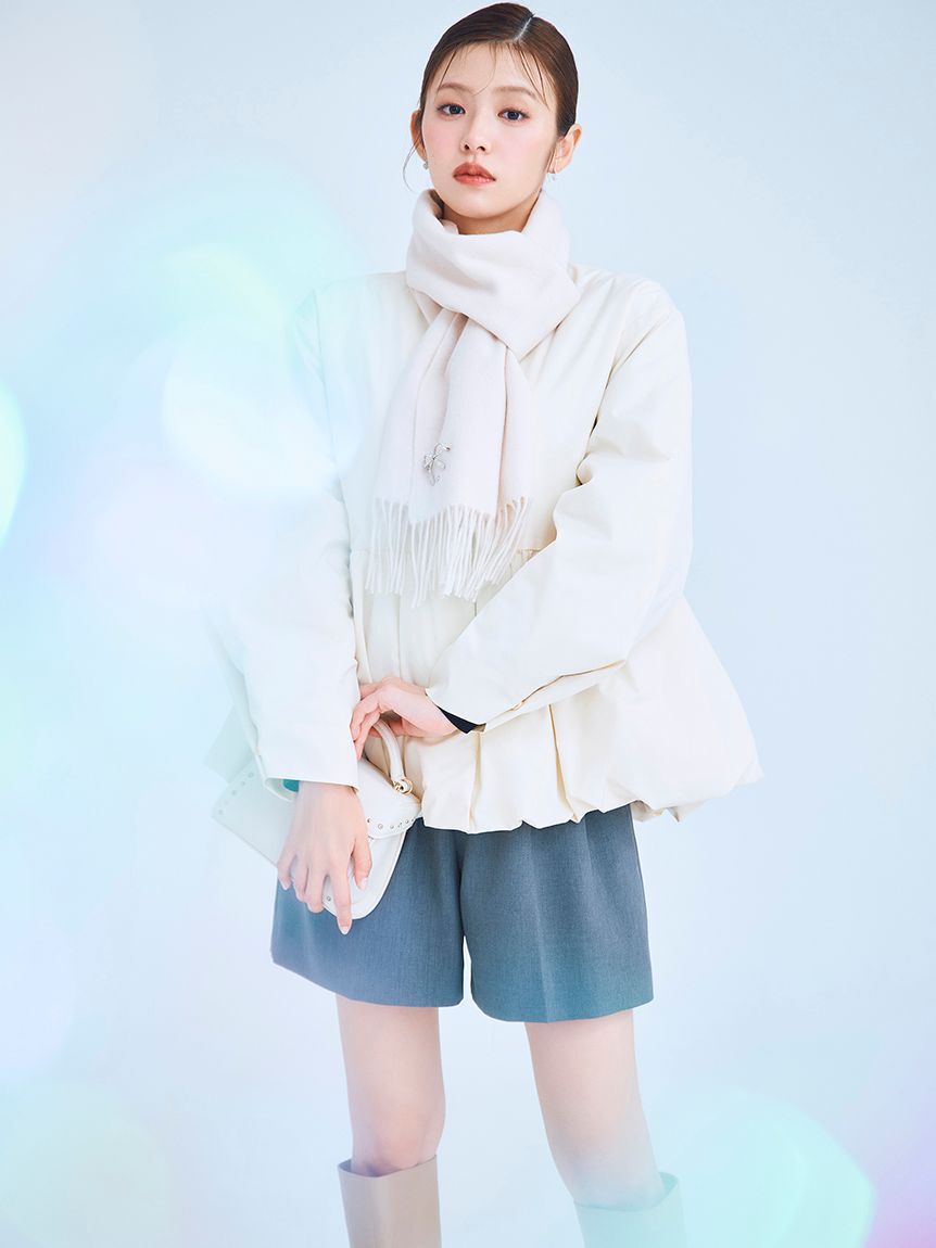 CELFORD「薄中綿ペプラムノーカラーコート」|ノーカラージャケット|IVR