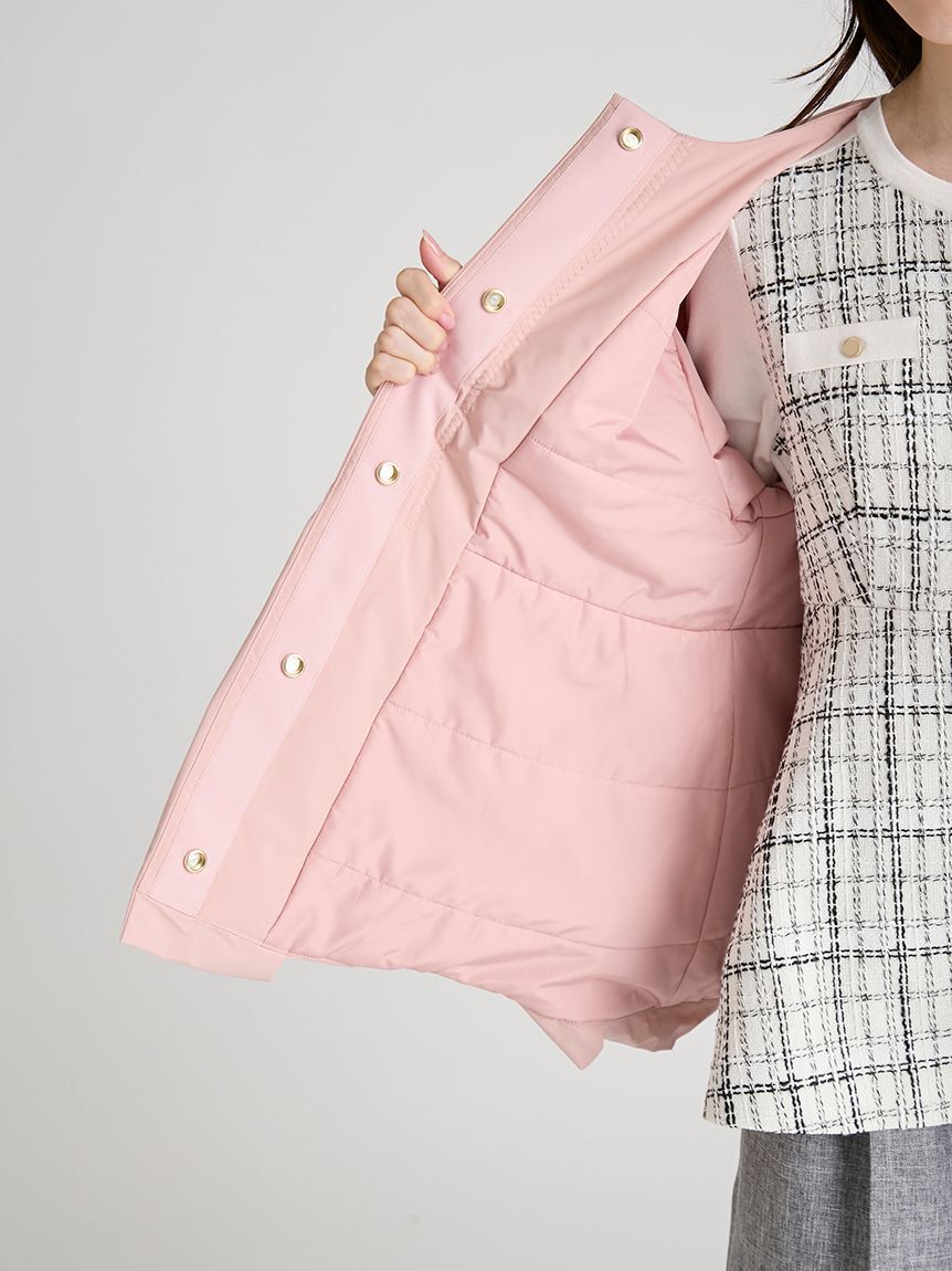 CELFORD「薄中綿ペプラムノーカラーコート」|ノーカラージャケット|