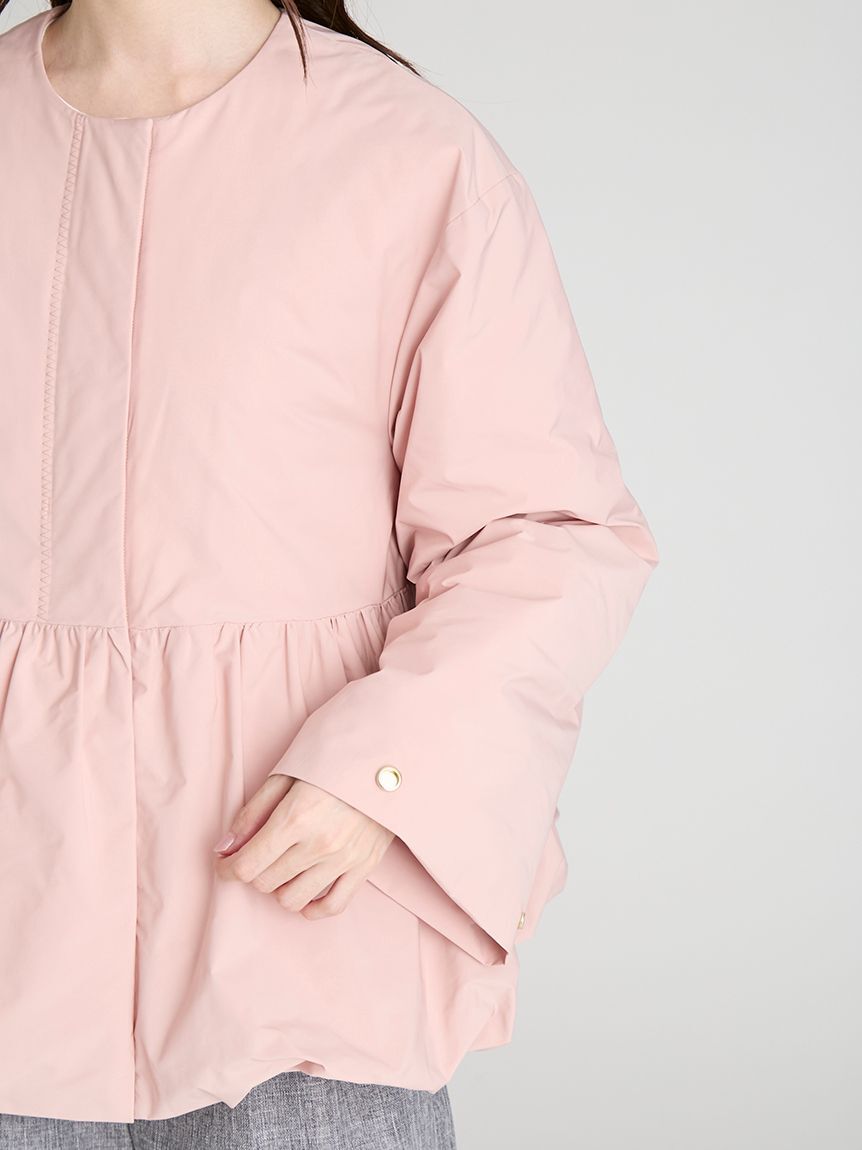 CELFORD「薄中綿ペプラムノーカラーコート」|ノーカラージャケット|