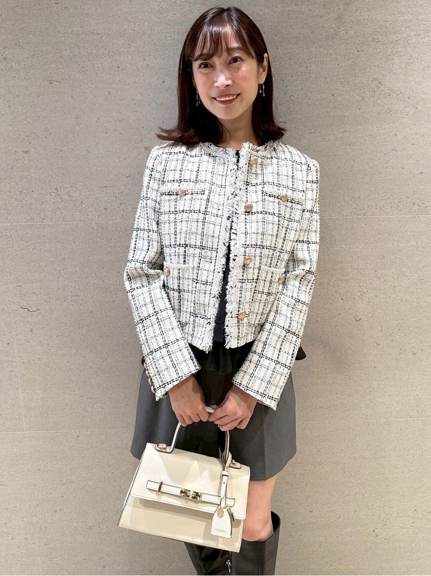 CELFORD「フリンジツイードジャケット」|ノーカラージャケット|