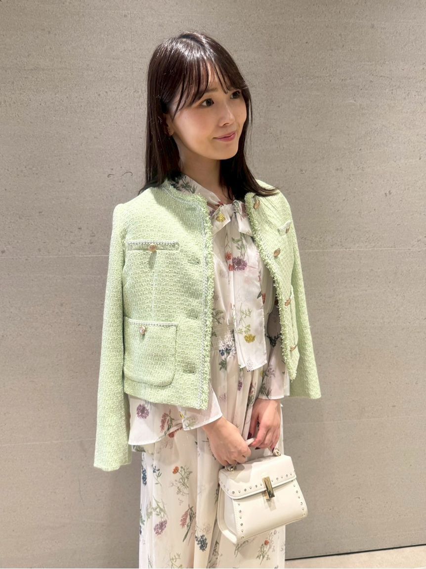 CELFORD「フリンジツイードジャケット」|ノーカラージャケット|