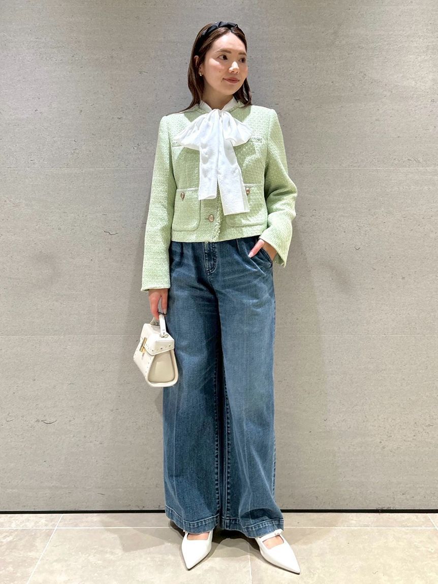 CELFORD「フリンジツイードジャケット」|ノーカラージャケット|