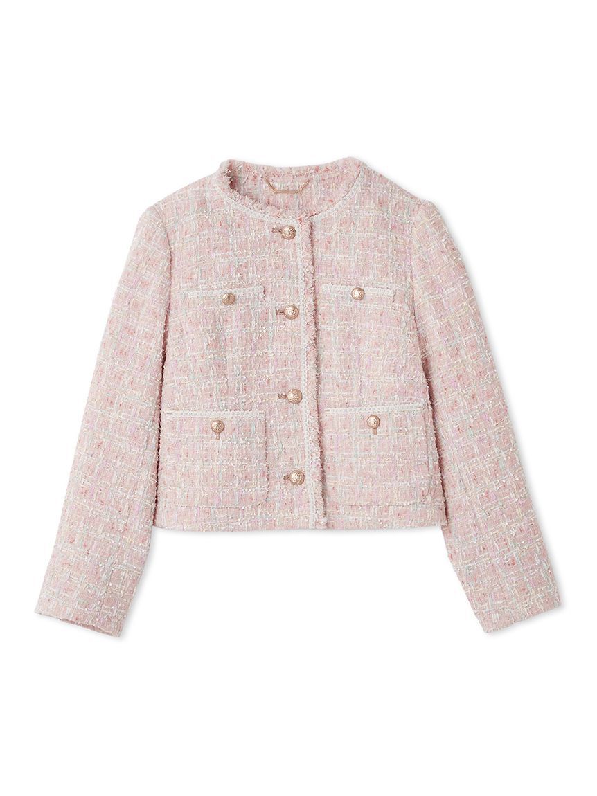 CELFORD「フリンジツイードジャケット」|ノーカラージャケット|