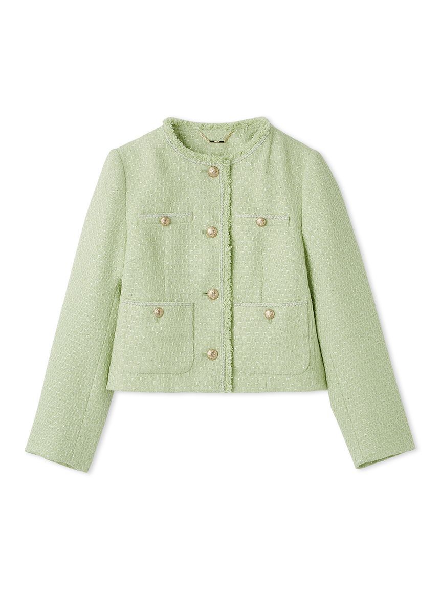 CELFORD「フリンジツイードジャケット」|ノーカラージャケット|