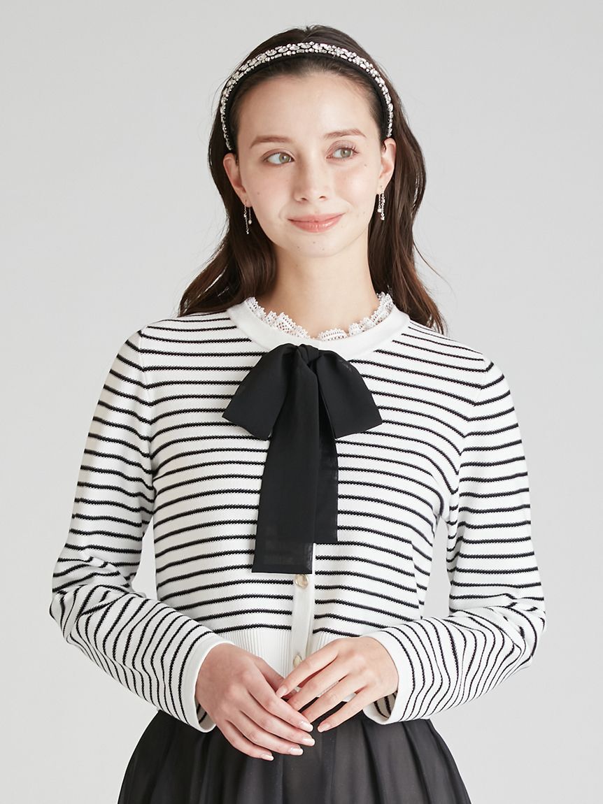 CELFORD「デタッチャブルリボン＆カラーカーディガン」|カーディガン|