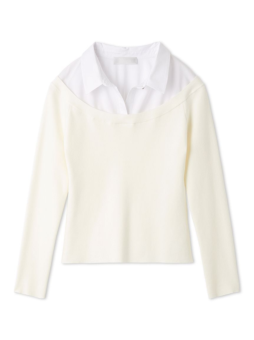 CELFORD「シャツレイヤードニットプルオーバー」|ニット・セーター|