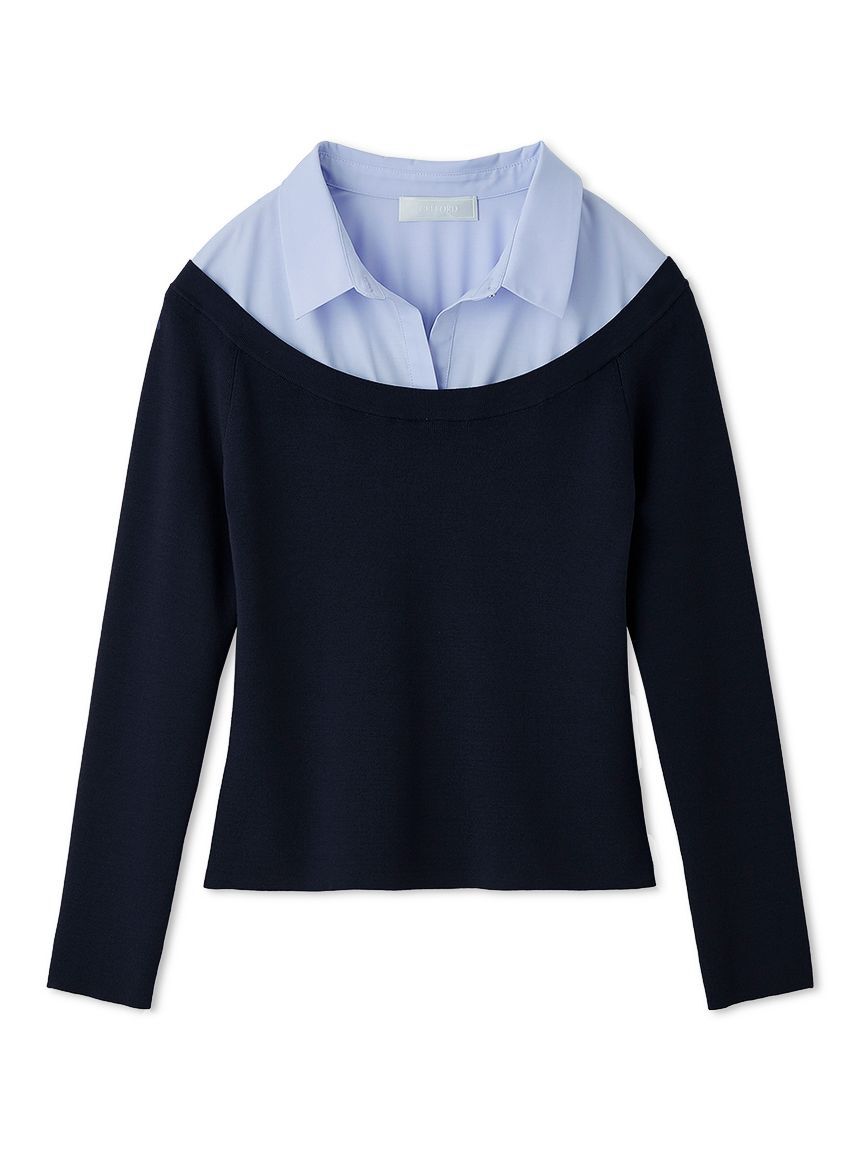 CELFORD「シャツレイヤードニットプルオーバー」|ニット・セーター|