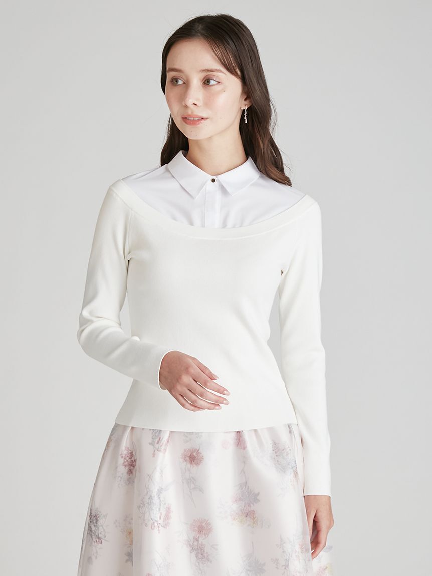 CELFORD「シャツレイヤードニットプルオーバー」|ニット・セーター|