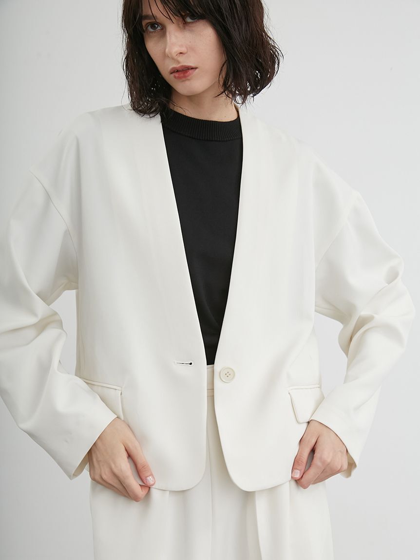 styling/「ノーカラースーツジャケット」|ノーカラージャケット|WHT
