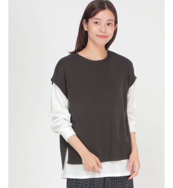 ikka「ニットベストアンサンブル」|ニット・セーター|チャコール