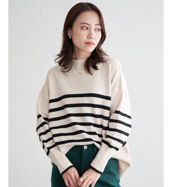 ikka「バックスリットボーダーニットプルオーバー」|ニット・セーター|