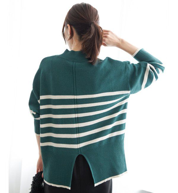 ikka「バックスリットボーダーニットプルオーバー」|ニット・セーター|