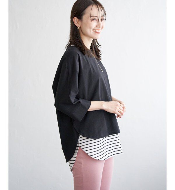 ikka「【雑誌InRed5月号掲載】コットンUSA裾ラウンドノースリプルオーバー」|タンクトップ|