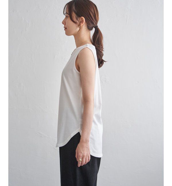 ikka「【雑誌InRed5月号掲載】コットンUSA裾ラウンドノースリプルオーバー」|タンクトップ|