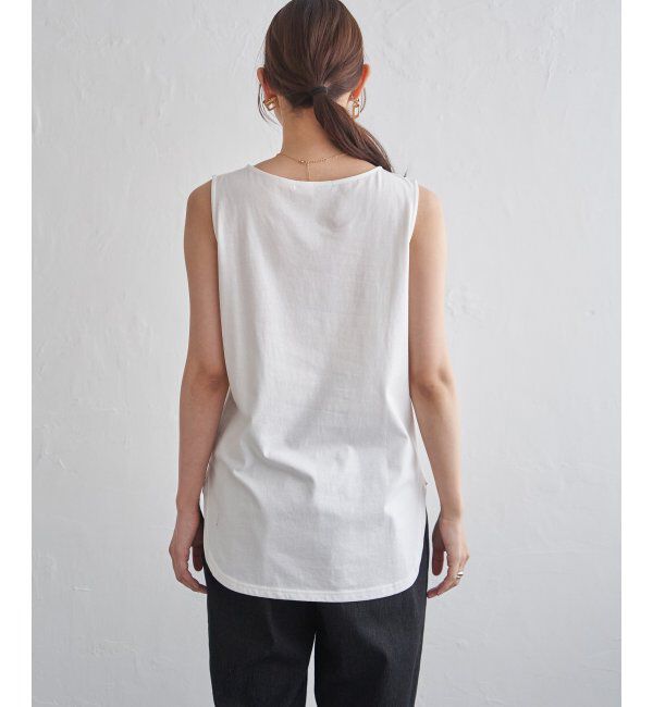 ikka「【雑誌InRed5月号掲載】コットンUSA裾ラウンドノースリプルオーバー」|タンクトップ|