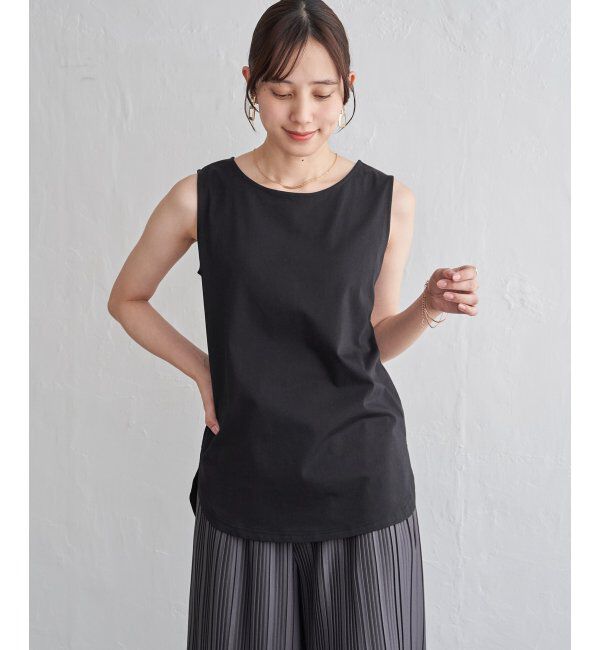 ikka「【雑誌InRed5月号掲載】コットンUSA裾ラウンドノースリプルオーバー」|タンクトップ|