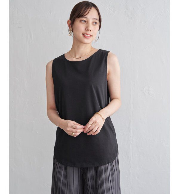 ikka「【雑誌InRed5月号掲載】コットンUSA裾ラウンドノースリプルオーバー」|タンクトップ|