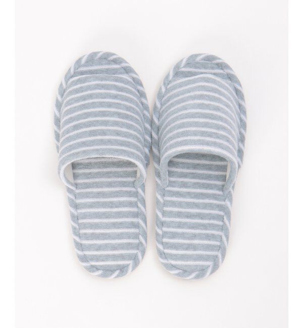 TOKYO DESIGN CHANNEL「パイルボーダー外縫いスリッパ」|ルームシューズ|グレイ