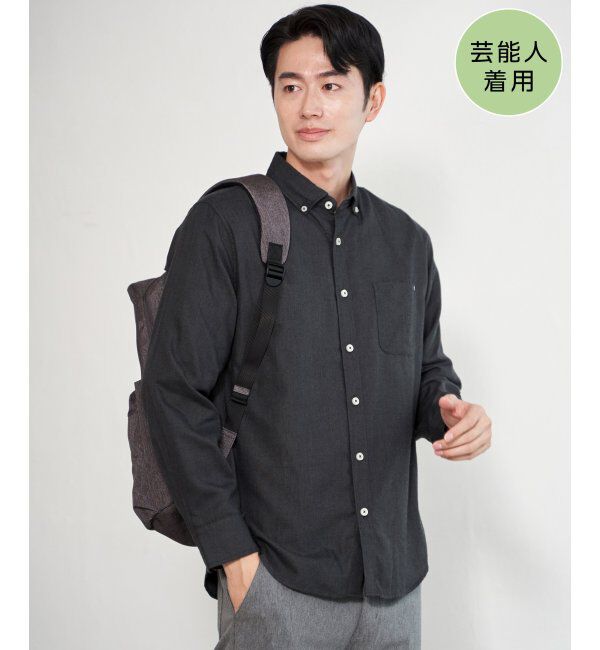 ikka「イージーケアネルスイスカラーボタンダウンシャツ」|シャツ・ブラウス|チャコール