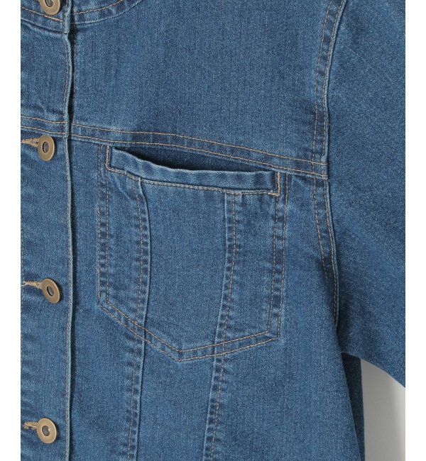 ikka「【雑誌InRed4月号掲載】ストレッチデニムノーカラーシャウター【親子コーデ】」|ノーカラーコート|