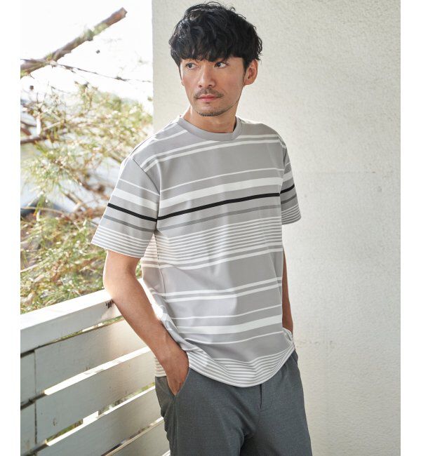 ikka「冷感DRYポンチボーダーTシャツ」|Tシャツ・カットソー|