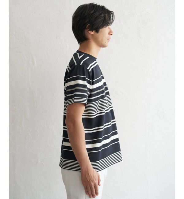 ikka「冷感DRYポンチボーダーTシャツ」|Tシャツ・カットソー|