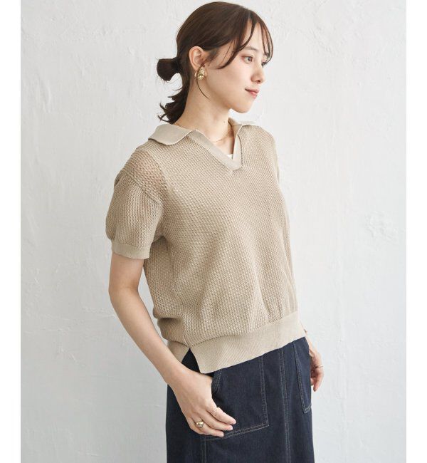 ikka「【2点セット】襟付きニットプルオーバーアンサンブル」|ニット・セーター|