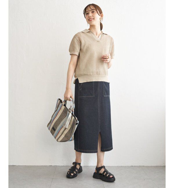 ikka「【2点セット】襟付きニットプルオーバーアンサンブル」|ニット・セーター|