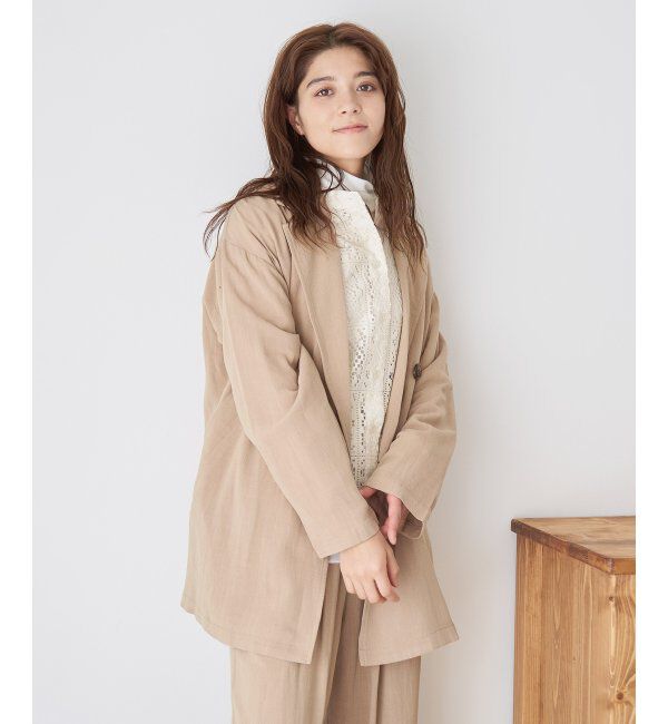 Lbc with Life「【セットアップ対応】レーヨン麻ダブルジャケットコート」|ブルゾン・スタジャン|