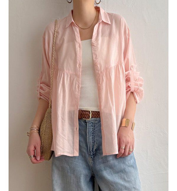 Lbc with Life「コットンボイルギャザーブラウス」|シャツ・ブラウス|