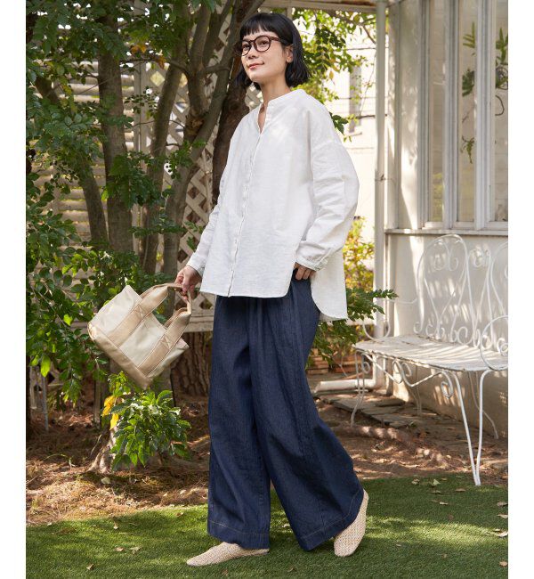 Lbc with Life「リネンコットンバンドカラーシャツ」|シャツ・ブラウス|