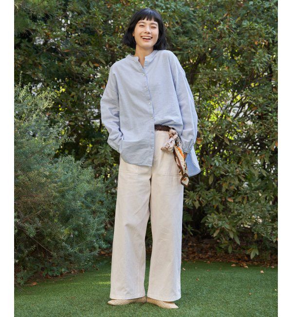 Lbc with Life「リネンコットンバンドカラーシャツ」|シャツ・ブラウス|