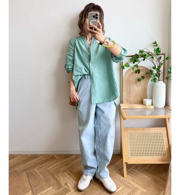 Lbc with Life「リネンコットンバンドカラーシャツ」|シャツ・ブラウス|