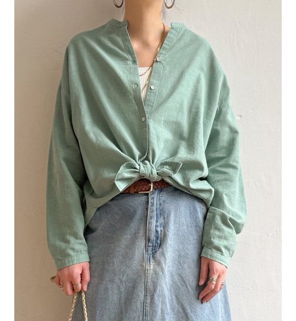 Lbc with Life「リネンコットンバンドカラーシャツ」|シャツ・ブラウス|