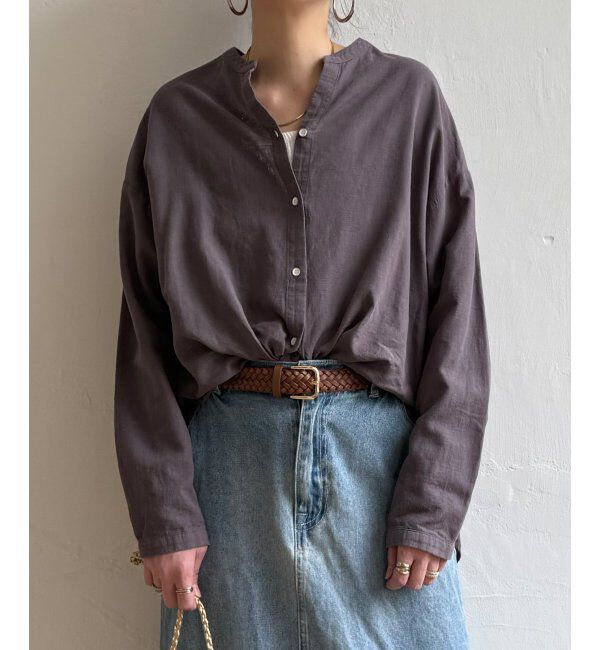 Lbc with Life「リネンコットンバンドカラーシャツ」|シャツ・ブラウス|