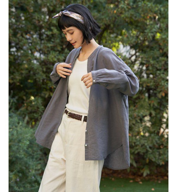 Lbc with Life「リネンコットンバンドカラーシャツ」|シャツ・ブラウス|