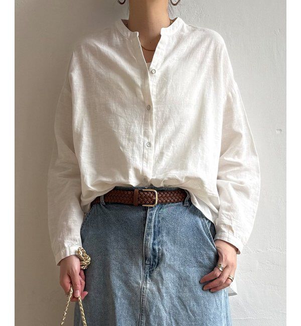 Lbc with Life「リネンコットンバンドカラーシャツ」|シャツ・ブラウス|