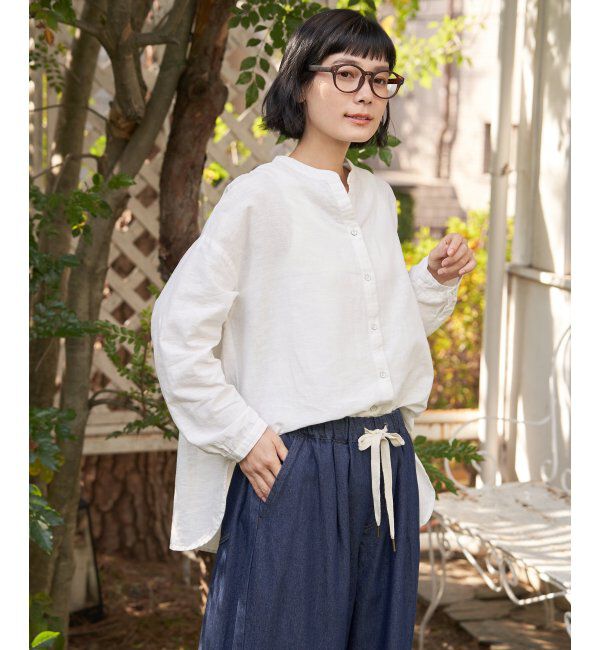 Lbc with Life「リネンコットンバンドカラーシャツ」|シャツ・ブラウス|