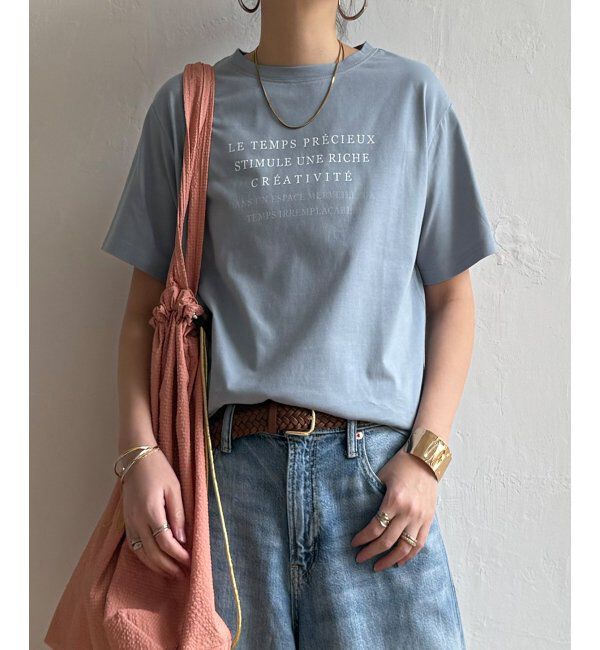 Lbc with Life「コットンロゴプリントTシャツ」|Tシャツ・カットソー|スティールブルー