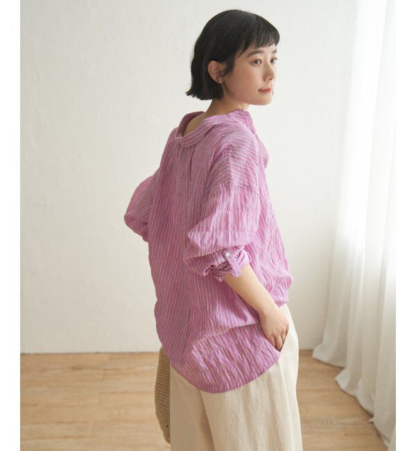 Lbc with Life「コットンゆるシャーリング2WAYシャツ」|シャツ・ブラウス|