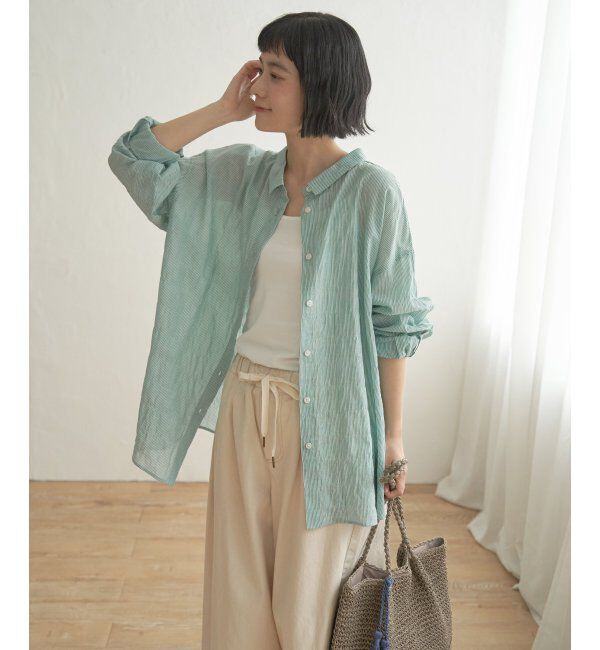 Lbc with Life「コットンゆるシャーリング2WAYシャツ」|シャツ・ブラウス|