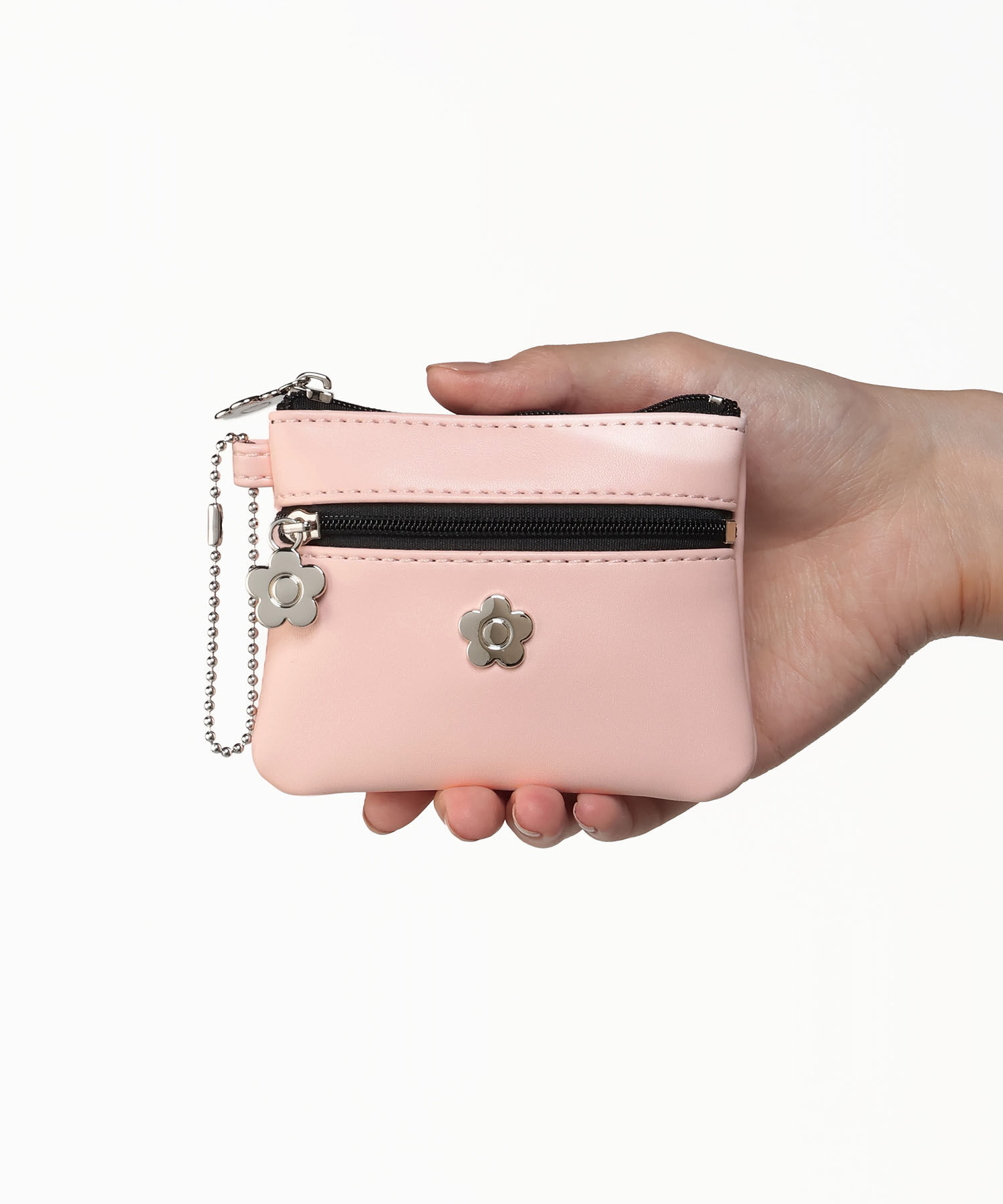 MARY QUANT「デイジーメタル 2ファスナーポーチミニミニ」|ポーチ|ピンク