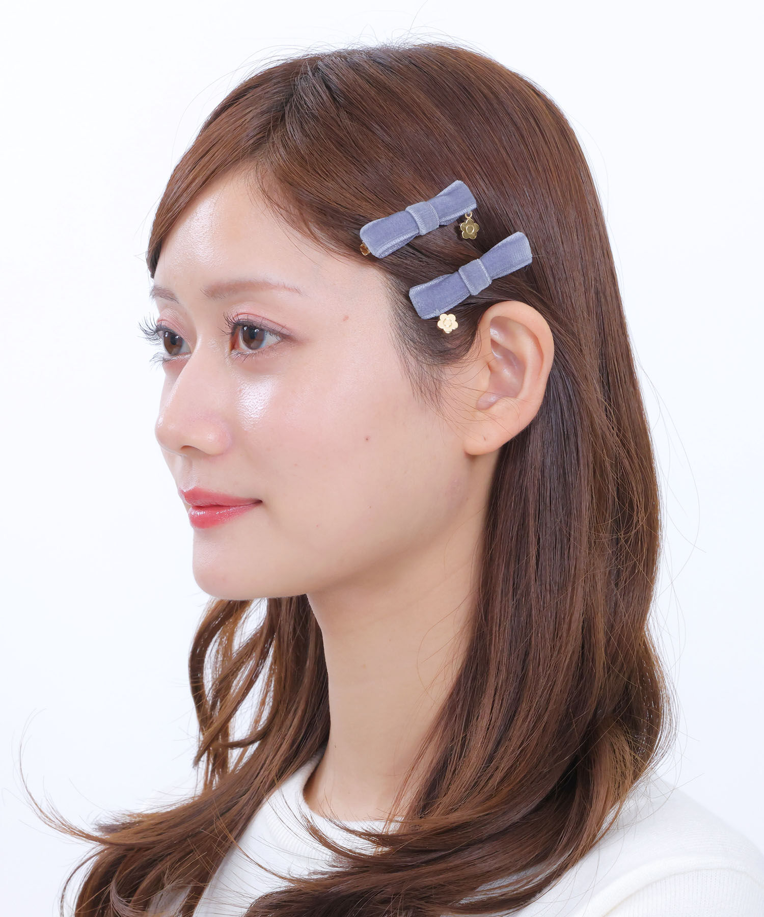 MARY QUANT「ベロアリボン ワニクリップセット」|その他|ブルーグレー