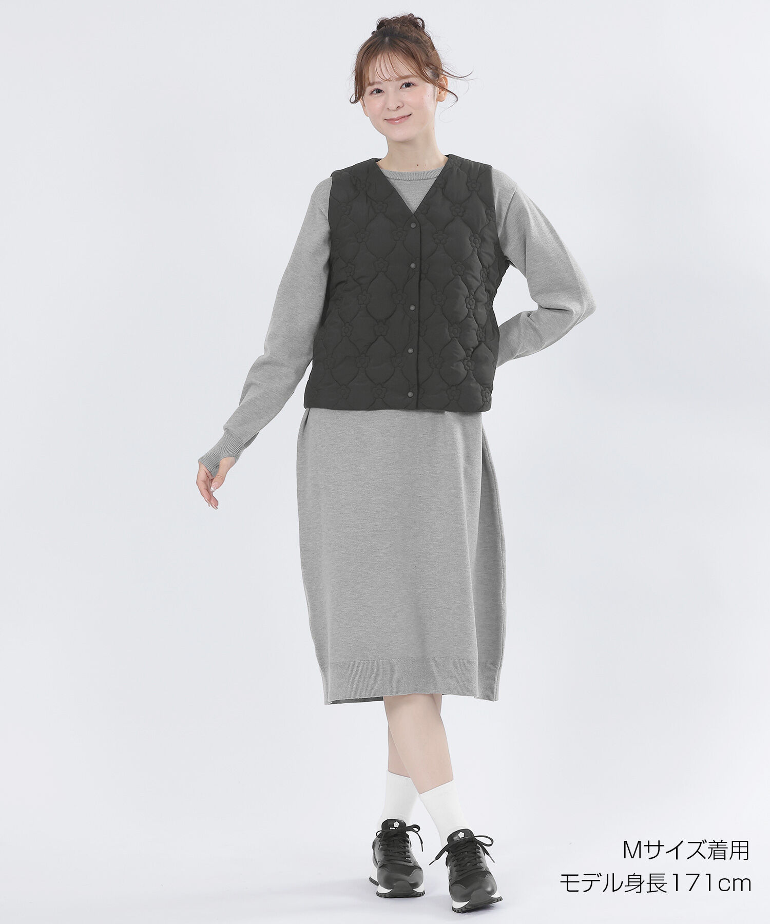 MARY QUANT「デイジーキルトポケッタブル ベスト（ブラック）」|ベスト・ジレ|