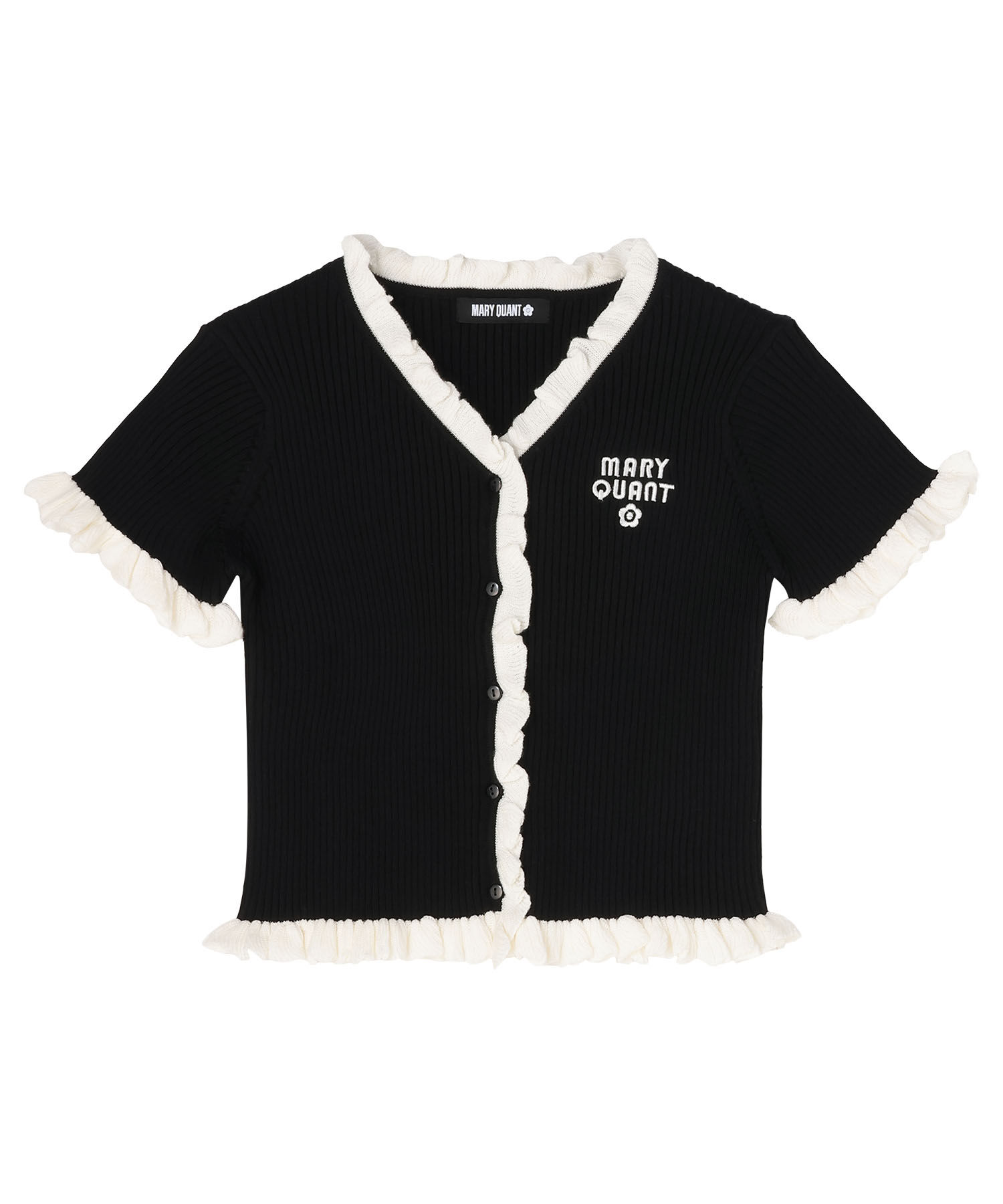 MARY QUANT「リブフリル カーディガン」|カーディガン|ブラック