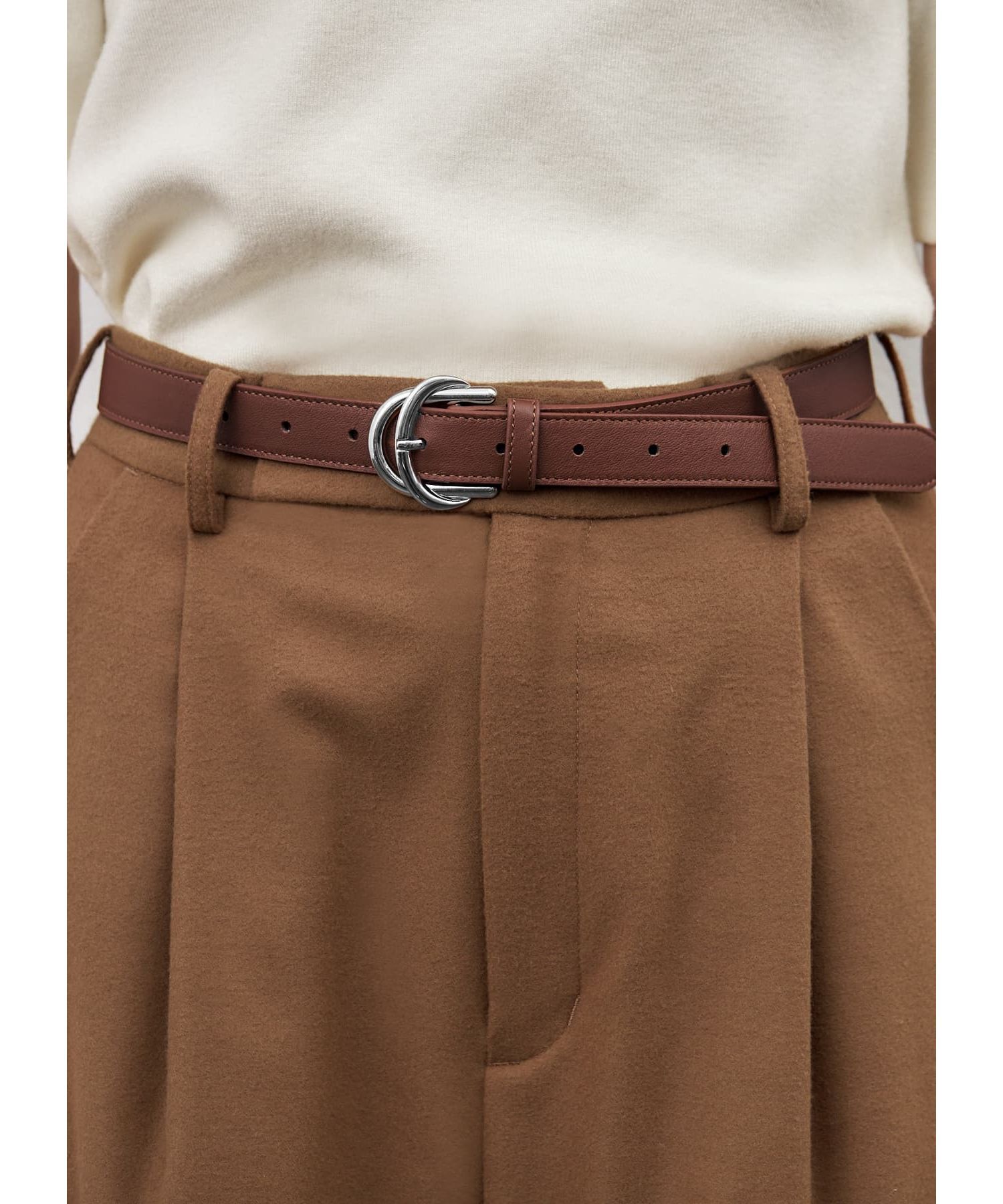 STYLE DELI「20mmダブルリングレザーベルト／SV金具」|ベルト|ブラウン