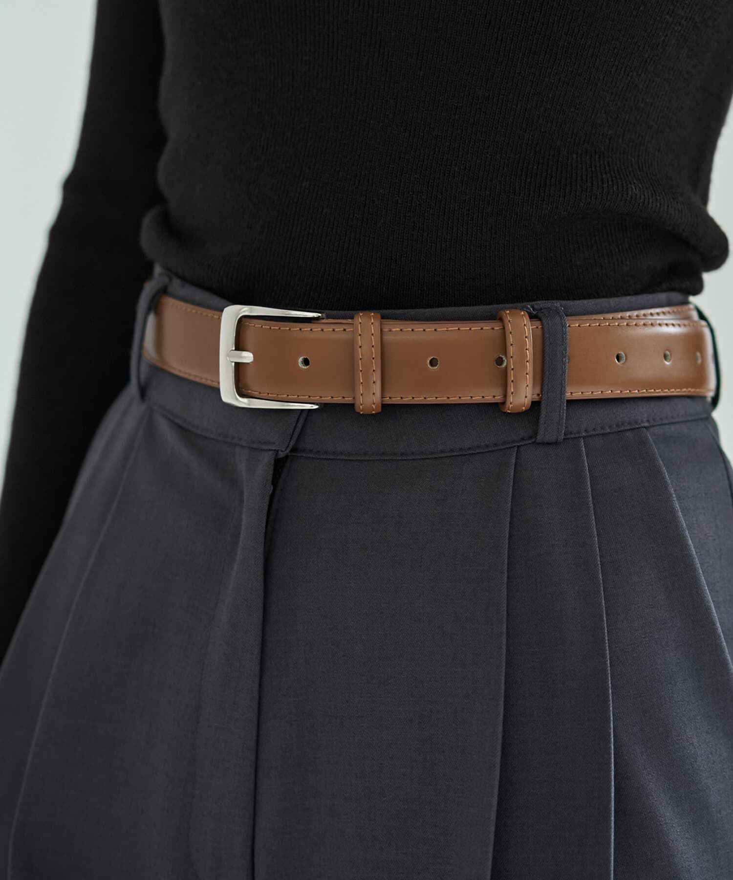 STYLE DELI「【DELI by】ミニマルリアルレザーベルト（シルバー）」|ベルト|