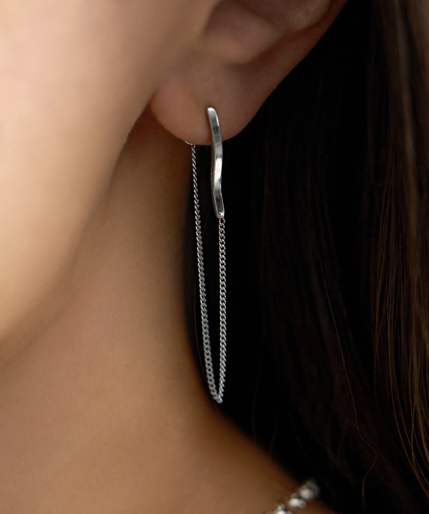 STYLE DELI「前後がチェーンで繋がるピアス」|ピアス|シルバー